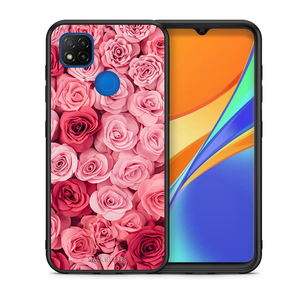 Θήκη Xiaomi Redmi 9C RoseGarden Valentine από τη Smartfits με σχέδιο στο πίσω μέρος και μαύρο περίβλημα | Xiaomi Redmi 9C RoseGarden Valentine case with colorful back and black bezels