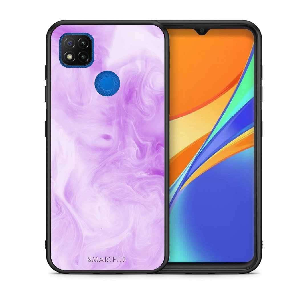Θήκη Xiaomi Redmi 9C Lavender Watercolor από τη Smartfits με σχέδιο στο πίσω μέρος και μαύρο περίβλημα | Xiaomi Redmi 9C Lavender Watercolor case with colorful back and black bezels