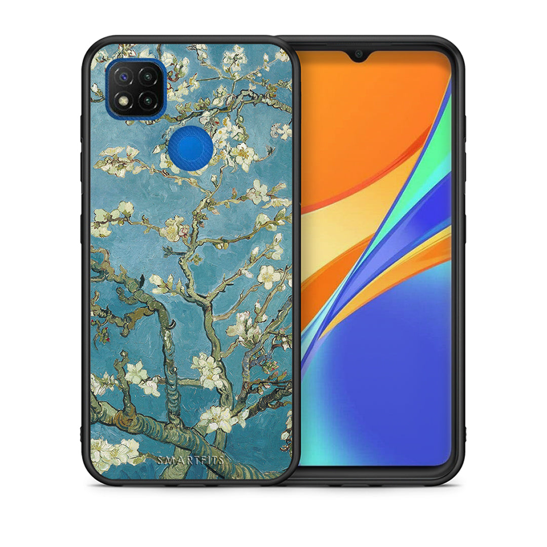 Θήκη Xiaomi Redmi 9C White Blossoms από τη Smartfits με σχέδιο στο πίσω μέρος και μαύρο περίβλημα | Xiaomi Redmi 9C White Blossoms case with colorful back and black bezels