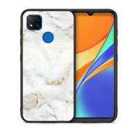 Thumbnail for Θήκη Xiaomi Redmi 9C White Gold Marble από τη Smartfits με σχέδιο στο πίσω μέρος και μαύρο περίβλημα | Xiaomi Redmi 9C White Gold Marble case with colorful back and black bezels