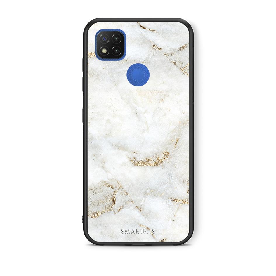 Θήκη Xiaomi Redmi 9C White Gold Marble από τη Smartfits με σχέδιο στο πίσω μέρος και μαύρο περίβλημα | Xiaomi Redmi 9C White Gold Marble case with colorful back and black bezels