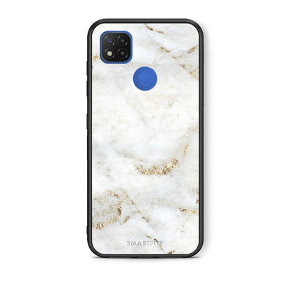 Θήκη Xiaomi Redmi 9C White Gold Marble από τη Smartfits με σχέδιο στο πίσω μέρος και μαύρο περίβλημα | Xiaomi Redmi 9C White Gold Marble case with colorful back and black bezels