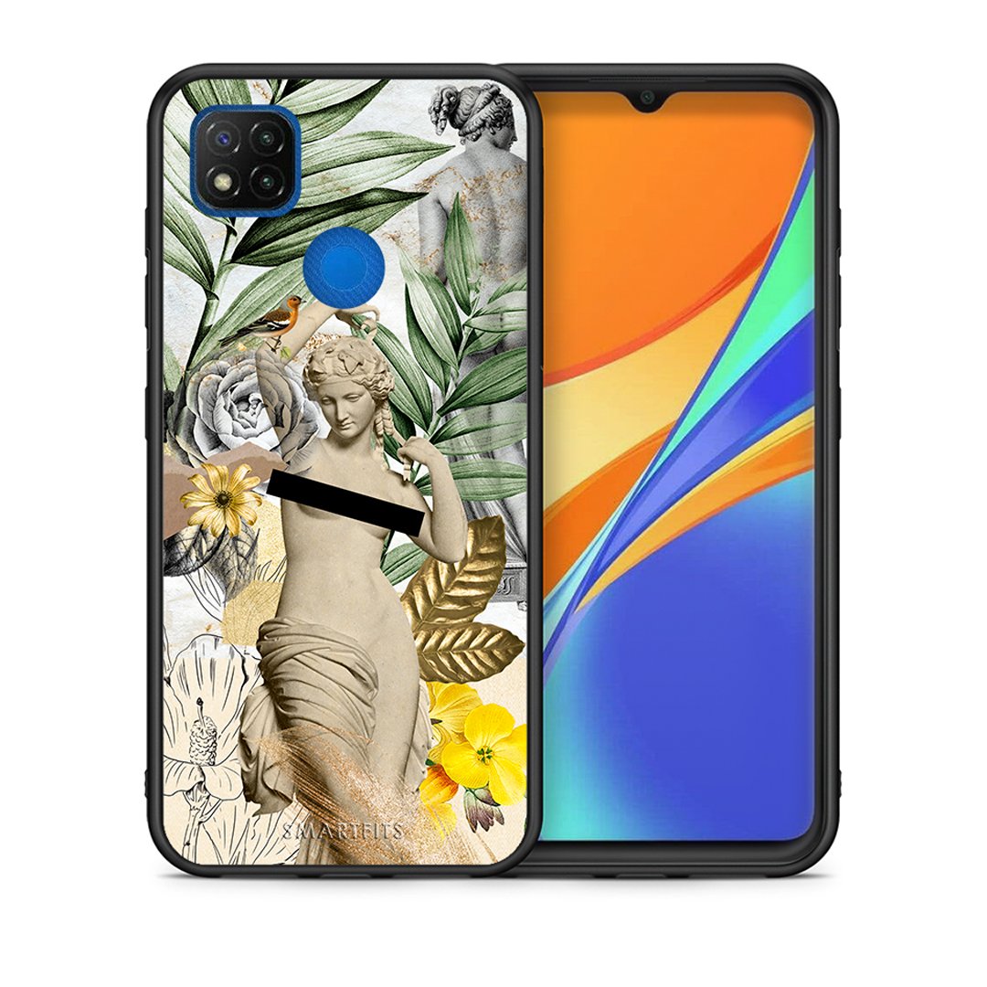 Θήκη Xiaomi Redmi 9C Woman Statue από τη Smartfits με σχέδιο στο πίσω μέρος και μαύρο περίβλημα | Xiaomi Redmi 9C Woman Statue case with colorful back and black bezels
