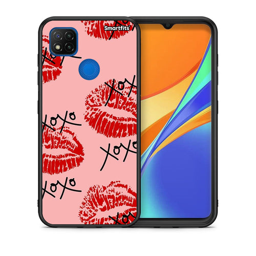 Θήκη Xiaomi Redmi 9C XOXO Lips από τη Smartfits με σχέδιο στο πίσω μέρος και μαύρο περίβλημα | Xiaomi Redmi 9C XOXO Lips case with colorful back and black bezels