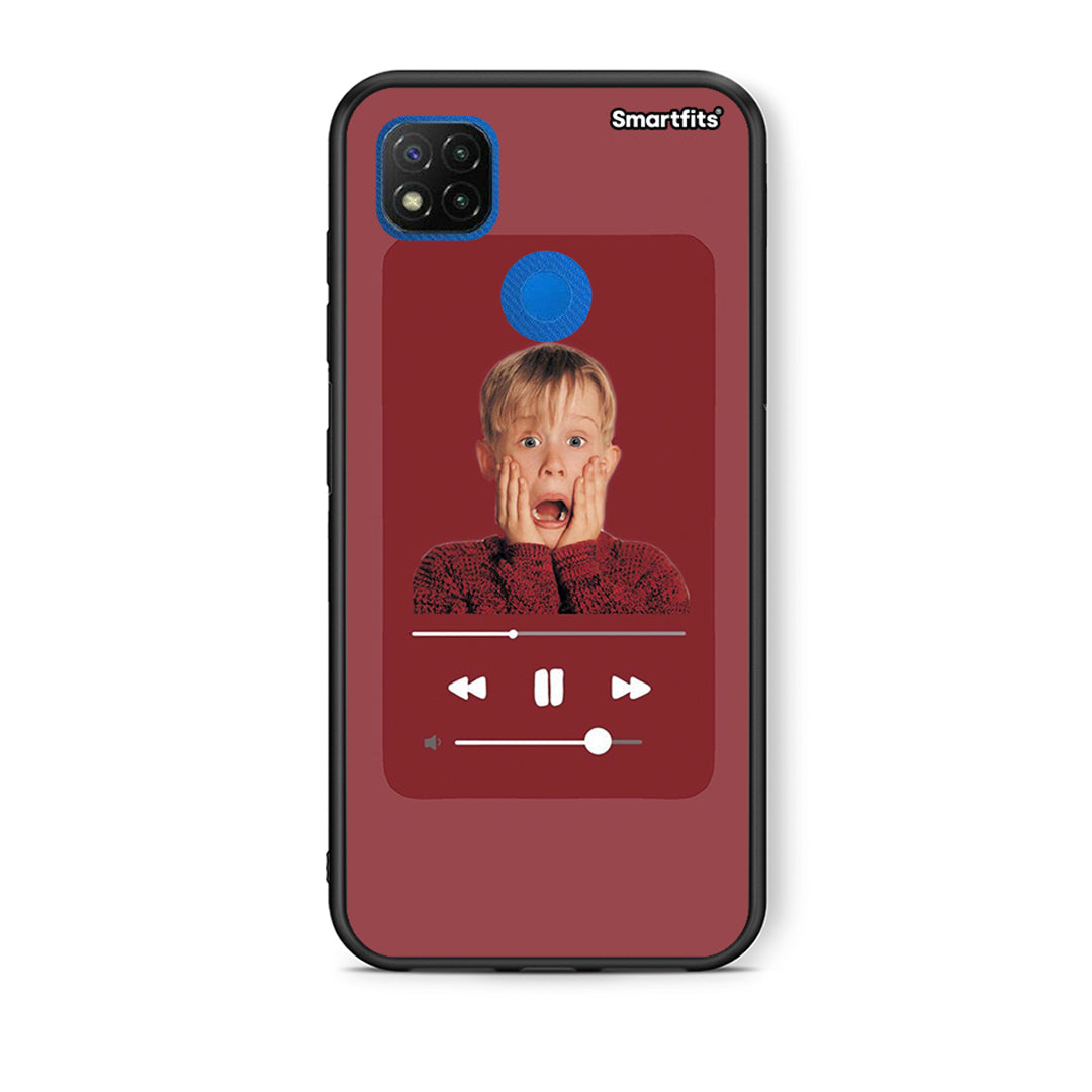 Θήκη Xiaomi Redmi 9C Xmas Alone Music από τη Smartfits με σχέδιο στο πίσω μέρος και μαύρο περίβλημα | Xiaomi Redmi 9C Xmas Alone Music case with colorful back and black bezels