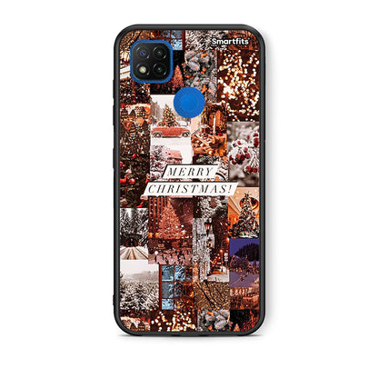 Θήκη Xiaomi Redmi 9C Xmas Collage από τη Smartfits με σχέδιο στο πίσω μέρος και μαύρο περίβλημα | Xiaomi Redmi 9C Xmas Collage case with colorful back and black bezels
