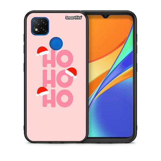 Θήκη Xiaomi Redmi 9C Xmas Ho Ho Ho από τη Smartfits με σχέδιο στο πίσω μέρος και μαύρο περίβλημα | Xiaomi Redmi 9C Xmas Ho Ho Ho case with colorful back and black bezels