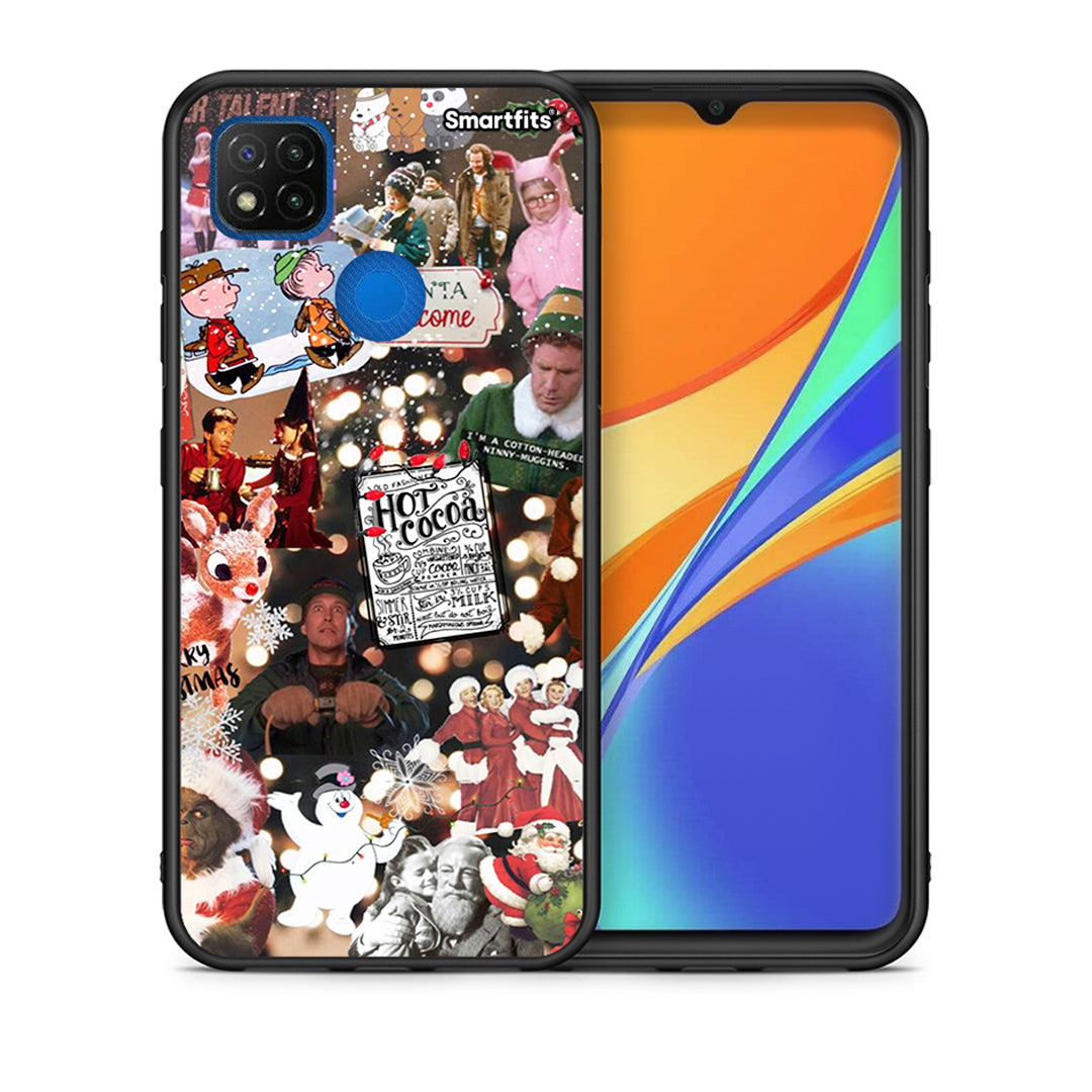 Θήκη Xiaomi Redmi 9C Xmas Movies από τη Smartfits με σχέδιο στο πίσω μέρος και μαύρο περίβλημα | Xiaomi Redmi 9C Xmas Movies case with colorful back and black bezels