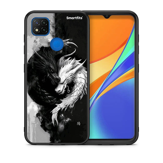 Θήκη Xiaomi Redmi 9C Yin Yang από τη Smartfits με σχέδιο στο πίσω μέρος και μαύρο περίβλημα | Xiaomi Redmi 9C Yin Yang case with colorful back and black bezels
