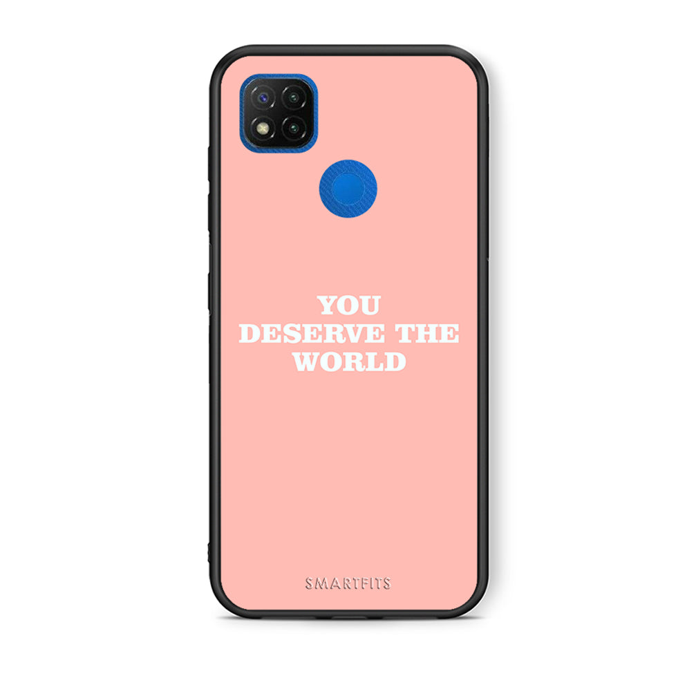 Θήκη Αγίου Βαλεντίνου Xiaomi Redmi 9C You Deserve The World από τη Smartfits με σχέδιο στο πίσω μέρος και μαύρο περίβλημα | Xiaomi Redmi 9C You Deserve The World case with colorful back and black bezels