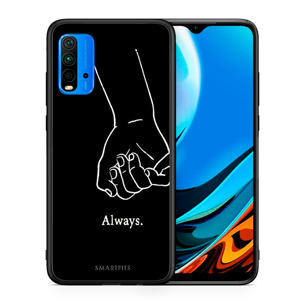 Θήκη Αγίου Βαλεντίνου Xiaomi Redmi 9T Always & Forever 1 από τη Smartfits με σχέδιο στο πίσω μέρος και μαύρο περίβλημα | Xiaomi Redmi 9T Always & Forever 1 case with colorful back and black bezels