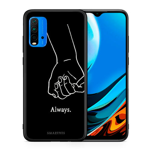 Θήκη Αγίου Βαλεντίνου Xiaomi Redmi 9T Always & Forever 1 από τη Smartfits με σχέδιο στο πίσω μέρος και μαύρο περίβλημα | Xiaomi Redmi 9T Always & Forever 1 case with colorful back and black bezels