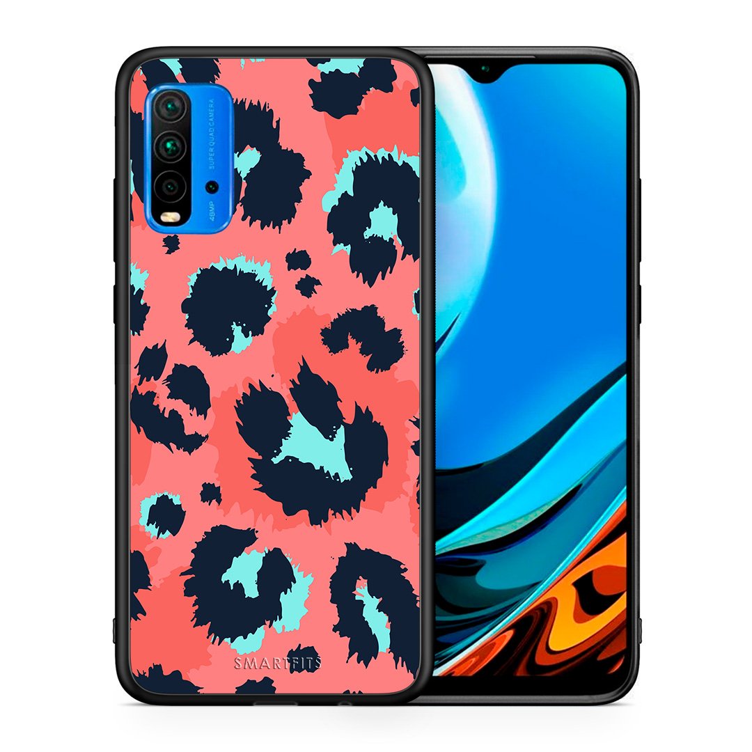 Θήκη Xiaomi Redmi 9T Pink Leopard Animal από τη Smartfits με σχέδιο στο πίσω μέρος και μαύρο περίβλημα | Xiaomi Redmi 9T Pink Leopard Animal case with colorful back and black bezels