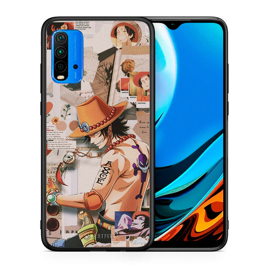 Θήκη Xiaomi Redmi 9T Anime Collage από τη Smartfits με σχέδιο στο πίσω μέρος και μαύρο περίβλημα | Xiaomi Redmi 9T Anime Collage case with colorful back and black bezels