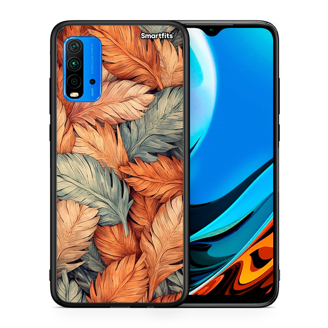 Θήκη Xiaomi Redmi 9T Autumn Leaves από τη Smartfits με σχέδιο στο πίσω μέρος και μαύρο περίβλημα | Xiaomi Redmi 9T Autumn Leaves case with colorful back and black bezels