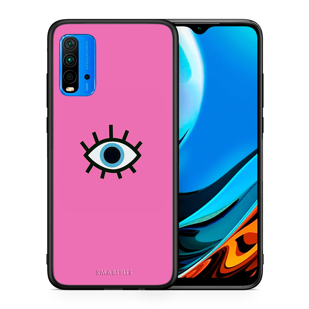 Θήκη Xiaomi Redmi 9T Blue Eye Pink από τη Smartfits με σχέδιο στο πίσω μέρος και μαύρο περίβλημα | Xiaomi Redmi 9T Blue Eye Pink case with colorful back and black bezels