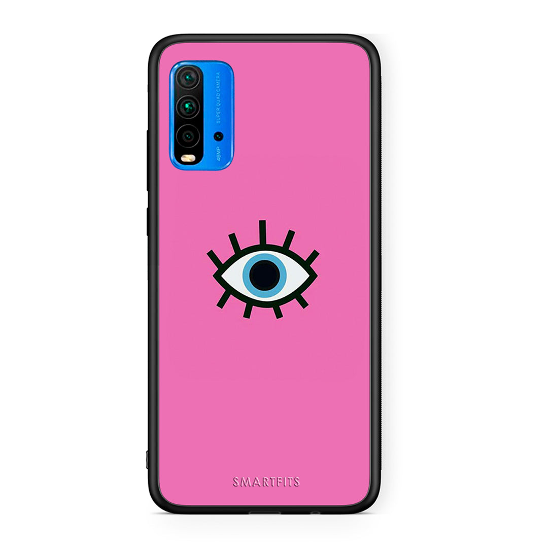 Xiaomi Redmi 9T Blue Eye Pink θήκη από τη Smartfits με σχέδιο στο πίσω μέρος και μαύρο περίβλημα | Smartphone case with colorful back and black bezels by Smartfits