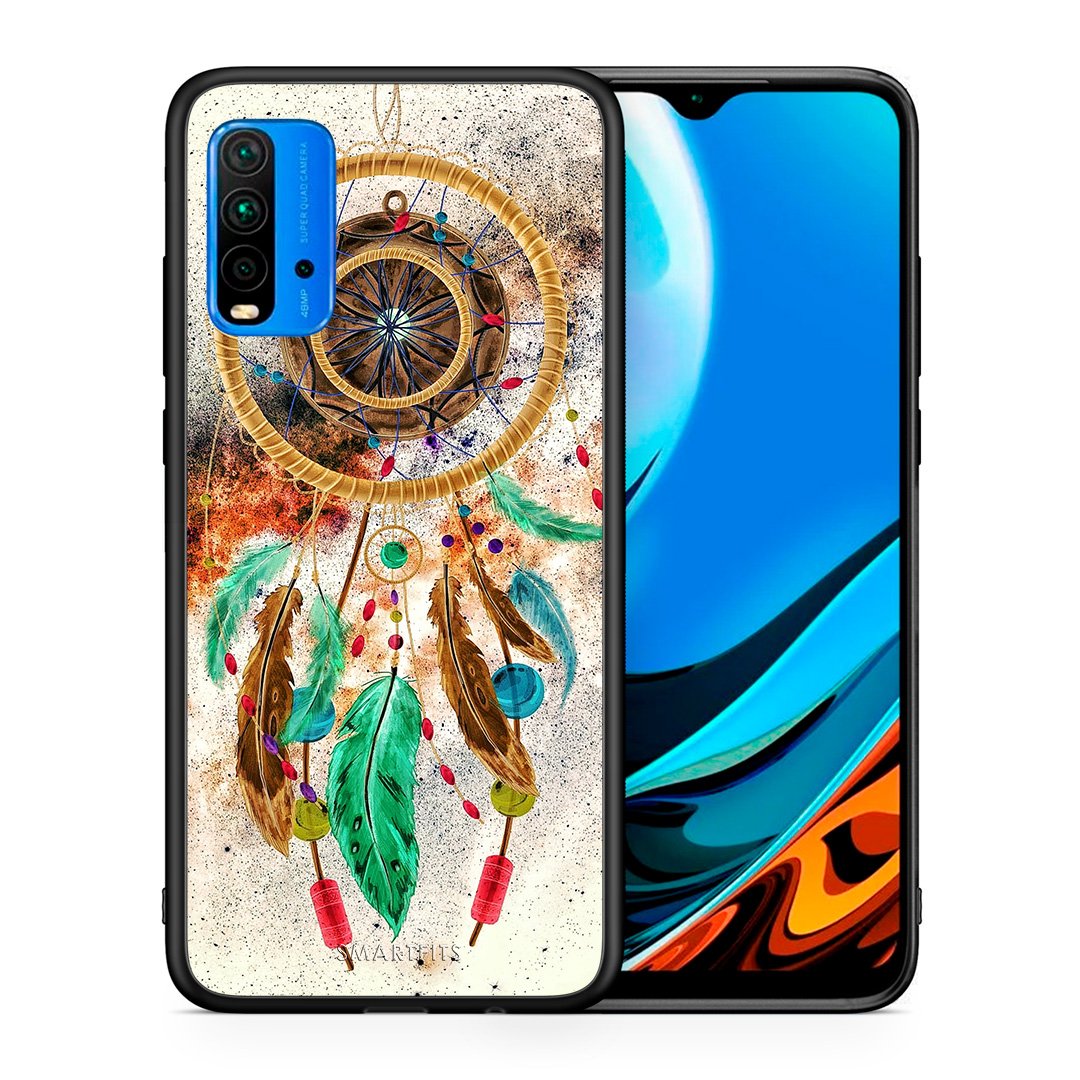 Θήκη Xiaomi Poco M3 DreamCatcher Boho από τη Smartfits με σχέδιο στο πίσω μέρος και μαύρο περίβλημα | Xiaomi Poco M3 DreamCatcher Boho case with colorful back and black bezels