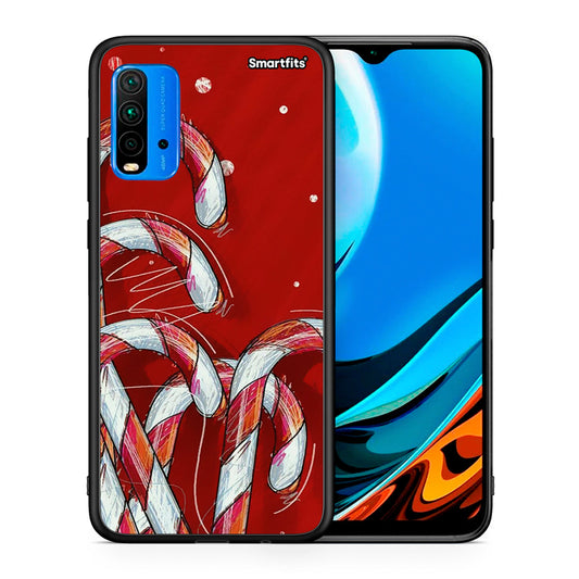 Θήκη Xiaomi Redmi 9T Candy Cane από τη Smartfits με σχέδιο στο πίσω μέρος και μαύρο περίβλημα | Xiaomi Redmi 9T Candy Cane case with colorful back and black bezels