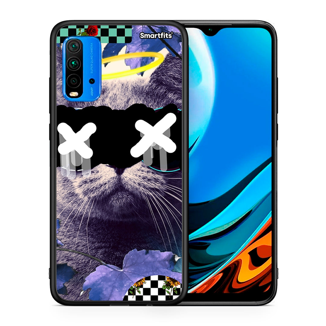 Θήκη Xiaomi Redmi 9T Cat Collage από τη Smartfits με σχέδιο στο πίσω μέρος και μαύρο περίβλημα | Xiaomi Redmi 9T Cat Collage case with colorful back and black bezels