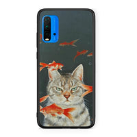 Thumbnail for Xiaomi Redmi 9T Cat Goldfish θήκη από τη Smartfits με σχέδιο στο πίσω μέρος και μαύρο περίβλημα | Smartphone case with colorful back and black bezels by Smartfits