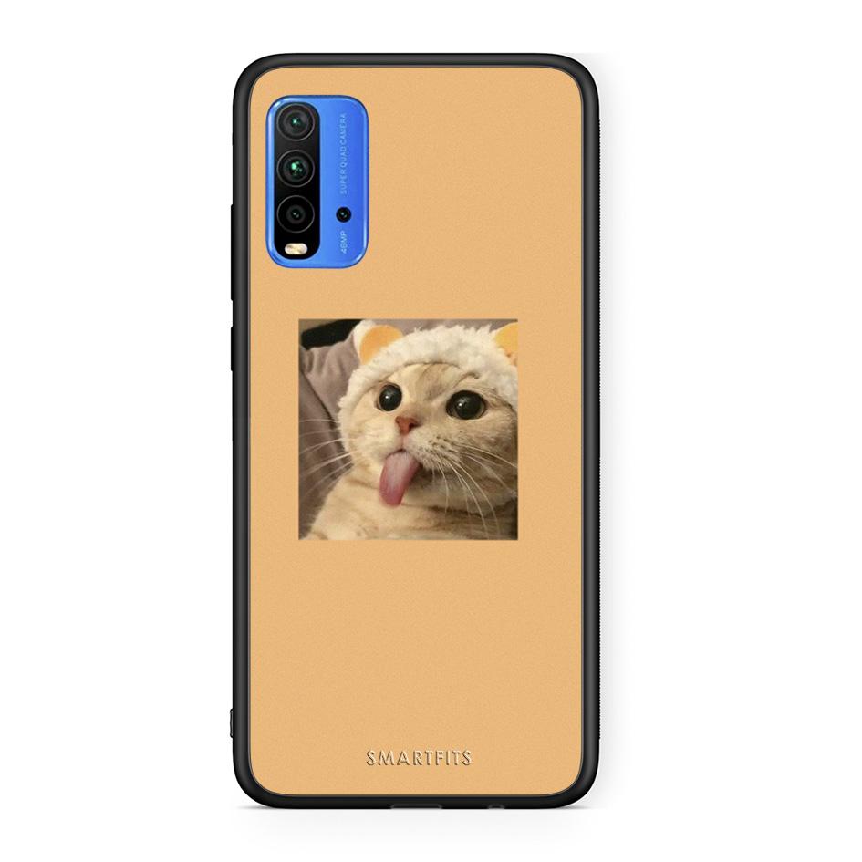 Xiaomi Redmi 9T Cat Tongue θήκη από τη Smartfits με σχέδιο στο πίσω μέρος και μαύρο περίβλημα | Smartphone case with colorful back and black bezels by Smartfits