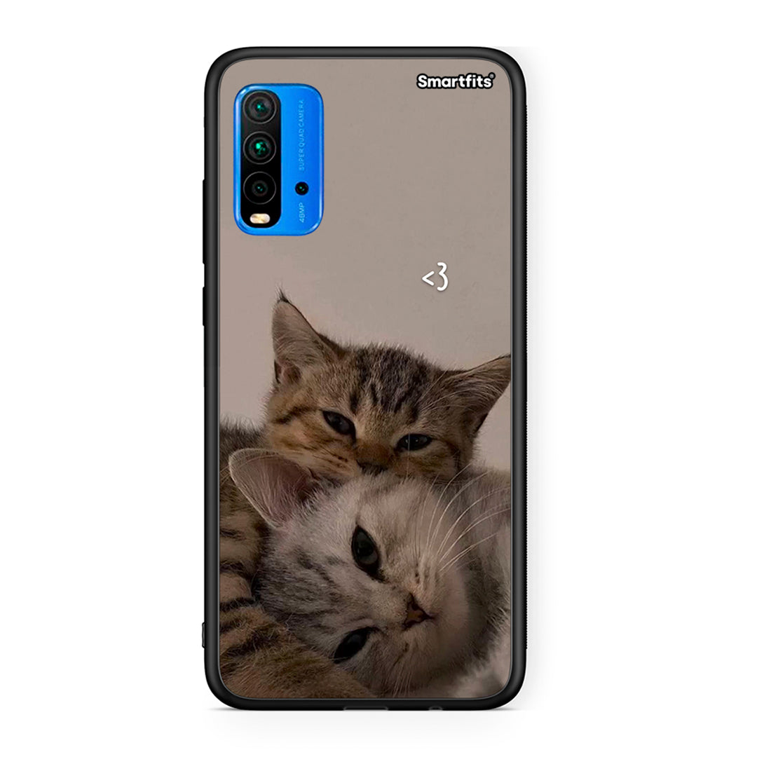 Xiaomi Redmi 9T Cats In Love Θήκη από τη Smartfits με σχέδιο στο πίσω μέρος και μαύρο περίβλημα | Smartphone case with colorful back and black bezels by Smartfits
