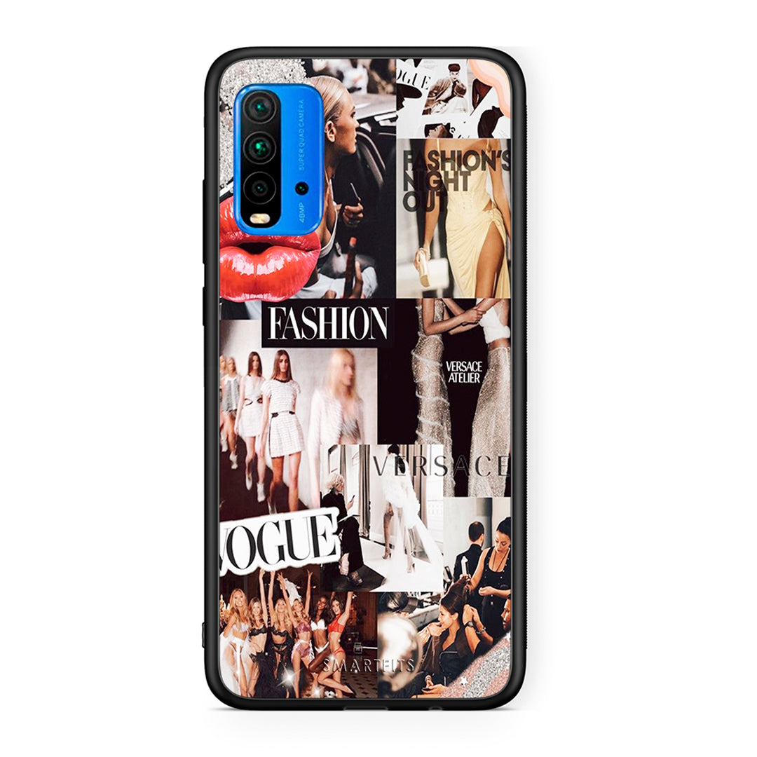 Xiaomi Redmi 9T Collage Fashion Θήκη Αγίου Βαλεντίνου από τη Smartfits με σχέδιο στο πίσω μέρος και μαύρο περίβλημα | Smartphone case with colorful back and black bezels by Smartfits