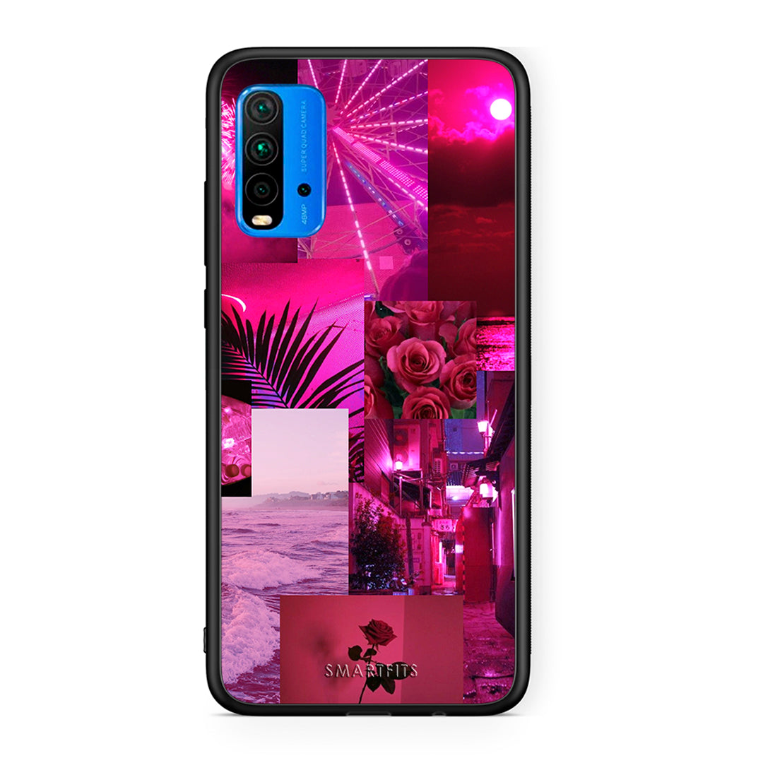 Xiaomi Redmi 9T Collage Red Roses Θήκη Αγίου Βαλεντίνου από τη Smartfits με σχέδιο στο πίσω μέρος και μαύρο περίβλημα | Smartphone case with colorful back and black bezels by Smartfits