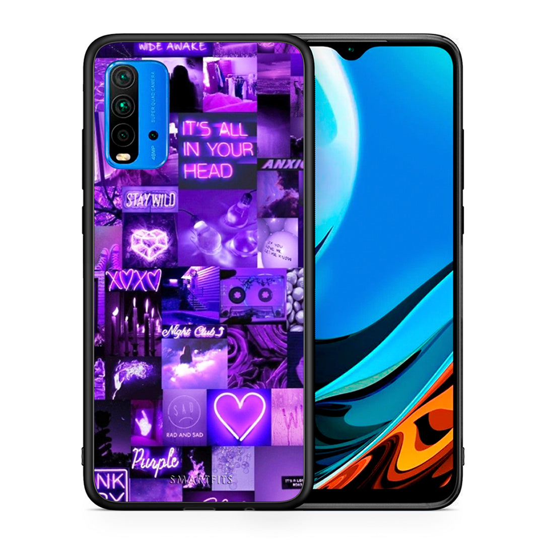 Θήκη Αγίου Βαλεντίνου Xiaomi Redmi 9T Collage Stay Wild από τη Smartfits με σχέδιο στο πίσω μέρος και μαύρο περίβλημα | Xiaomi Redmi 9T Collage Stay Wild case with colorful back and black bezels