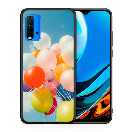 Θήκη Xiaomi Poco M3 Colorful Balloons από τη Smartfits με σχέδιο στο πίσω μέρος και μαύρο περίβλημα | Xiaomi Poco M3 Colorful Balloons case with colorful back and black bezels
