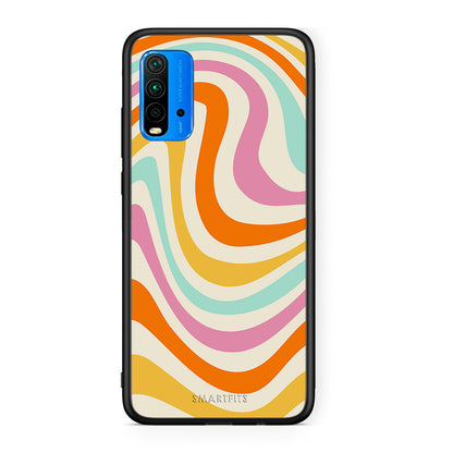Xiaomi Redmi 9T Colourful Waves θήκη από τη Smartfits με σχέδιο στο πίσω μέρος και μαύρο περίβλημα | Smartphone case with colorful back and black bezels by Smartfits