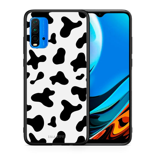 Θήκη Xiaomi Redmi 9T Cow Print από τη Smartfits με σχέδιο στο πίσω μέρος και μαύρο περίβλημα | Xiaomi Redmi 9T Cow Print case with colorful back and black bezels