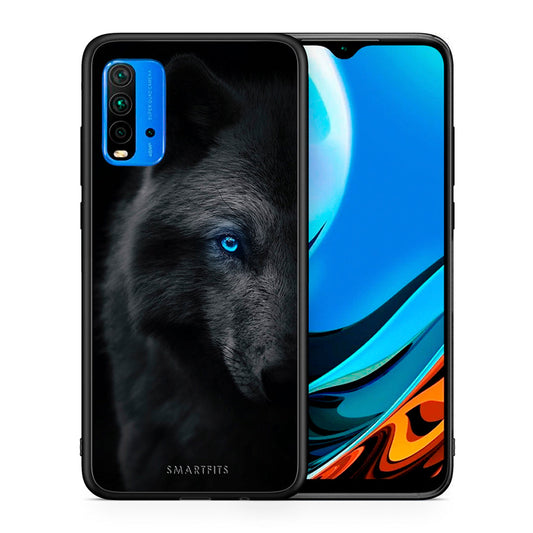 Θήκη Xiaomi Poco M3 Dark Wolf από τη Smartfits με σχέδιο στο πίσω μέρος και μαύρο περίβλημα | Xiaomi Poco M3 Dark Wolf case with colorful back and black bezels