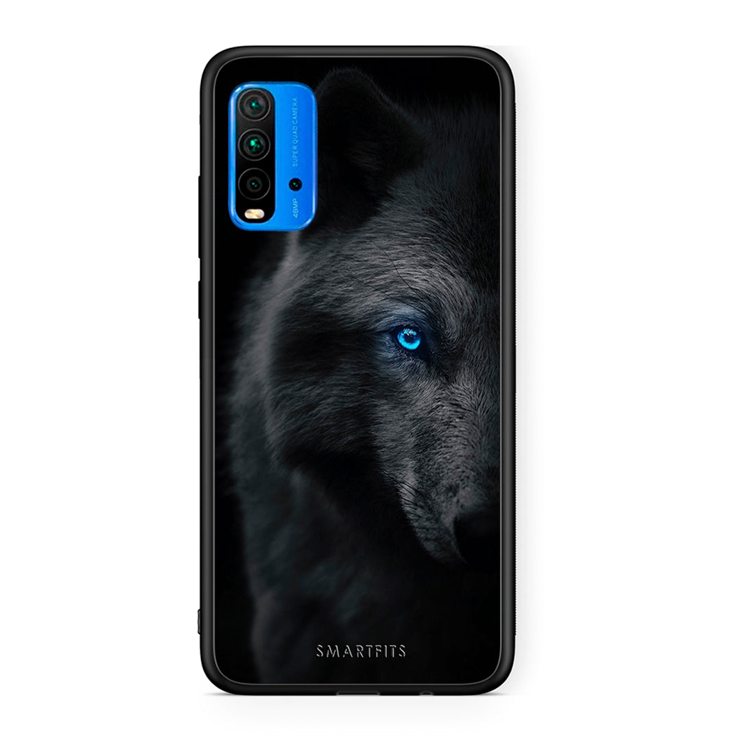 Xiaomi Redmi 9T Dark Wolf θήκη από τη Smartfits με σχέδιο στο πίσω μέρος και μαύρο περίβλημα | Smartphone case with colorful back and black bezels by Smartfits