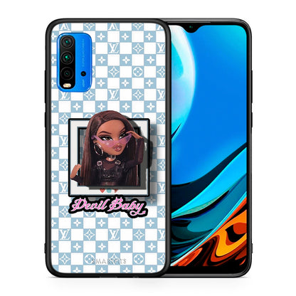 Θήκη Αγίου Βαλεντίνου Xiaomi Redmi 9T Devil Baby από τη Smartfits με σχέδιο στο πίσω μέρος και μαύρο περίβλημα | Xiaomi Redmi 9T Devil Baby case with colorful back and black bezels