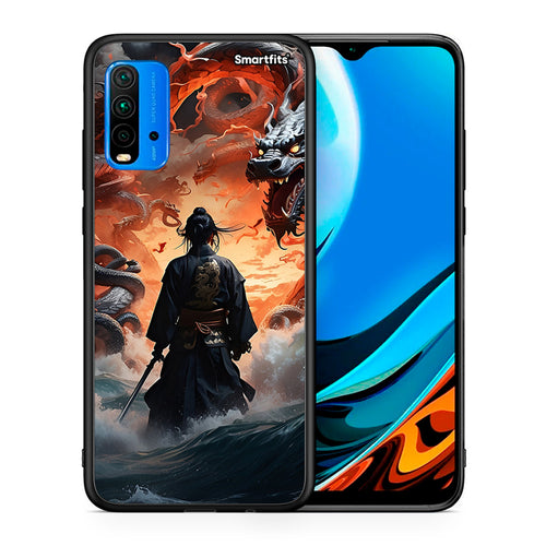 Θήκη Xiaomi Poco M3 Dragons Fight από τη Smartfits με σχέδιο στο πίσω μέρος και μαύρο περίβλημα | Xiaomi Poco M3 Dragons Fight case with colorful back and black bezels