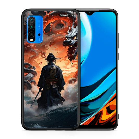 Θήκη Xiaomi Poco M3 Dragons Fight από τη Smartfits με σχέδιο στο πίσω μέρος και μαύρο περίβλημα | Xiaomi Poco M3 Dragons Fight case with colorful back and black bezels
