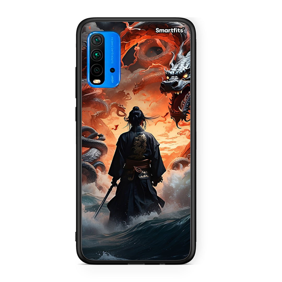 Xiaomi Poco M3 Dragons Fight θήκη από τη Smartfits με σχέδιο στο πίσω μέρος και μαύρο περίβλημα | Smartphone case with colorful back and black bezels by Smartfits