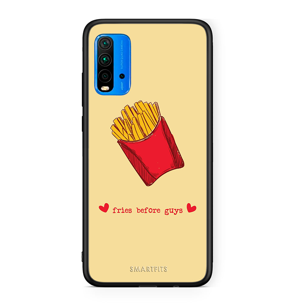 Xiaomi Redmi 9T Fries Before Guys Θήκη Αγίου Βαλεντίνου από τη Smartfits με σχέδιο στο πίσω μέρος και μαύρο περίβλημα | Smartphone case with colorful back and black bezels by Smartfits