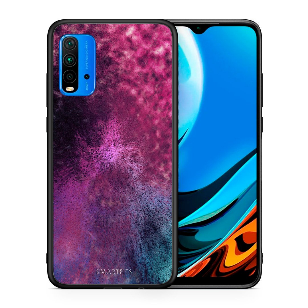 Θήκη Xiaomi Redmi 9T Aurora Galaxy από τη Smartfits με σχέδιο στο πίσω μέρος και μαύρο περίβλημα | Xiaomi Redmi 9T Aurora Galaxy case with colorful back and black bezels