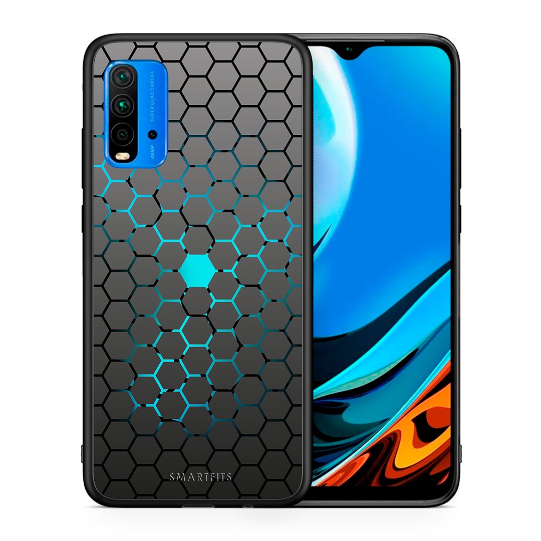 Θήκη Xiaomi Poco M3 Hexagonal Geometric από τη Smartfits με σχέδιο στο πίσω μέρος και μαύρο περίβλημα | Xiaomi Poco M3 Hexagonal Geometric case with colorful back and black bezels