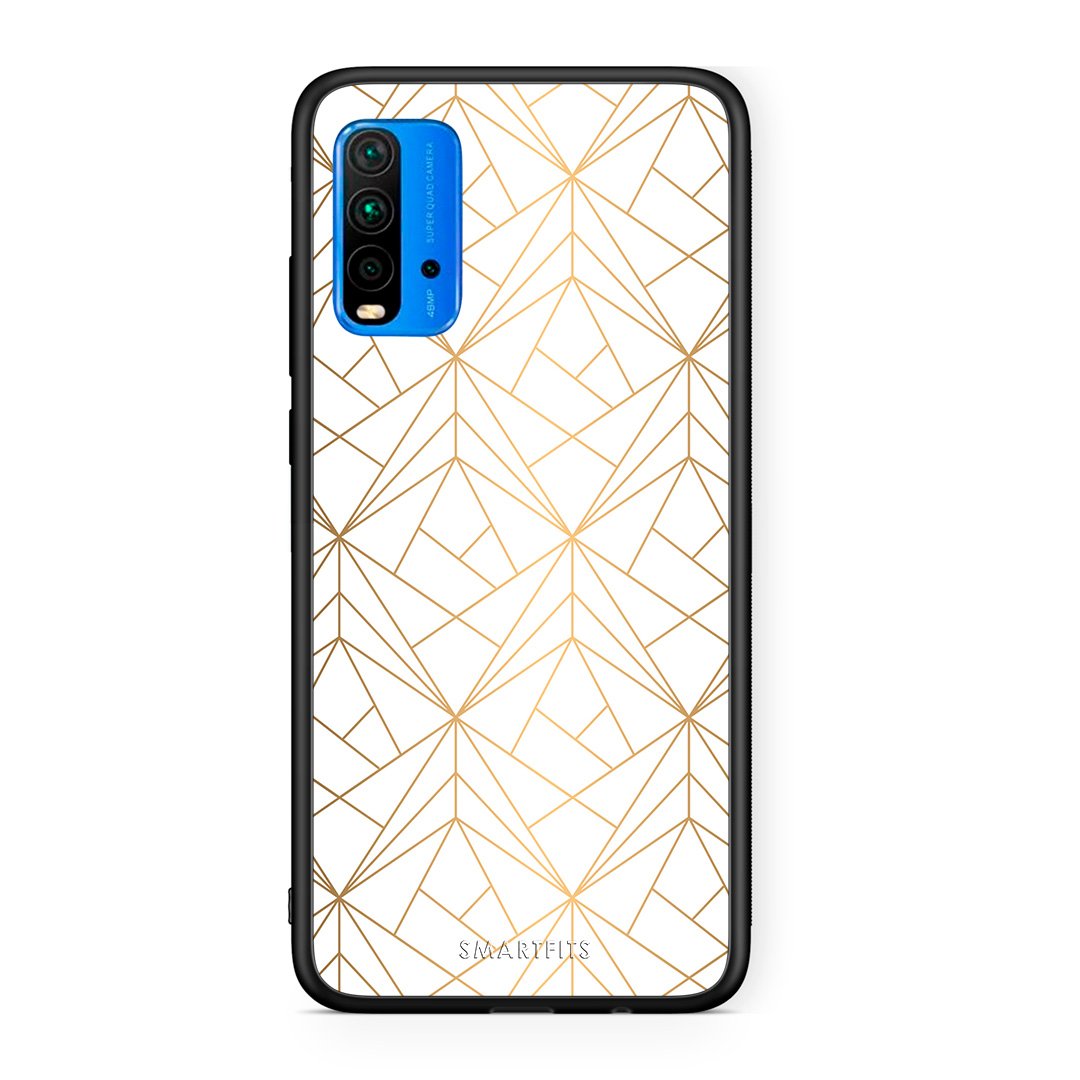 111 - Xiaomi Redmi 9T Luxury White Geometric case, cover, bumper