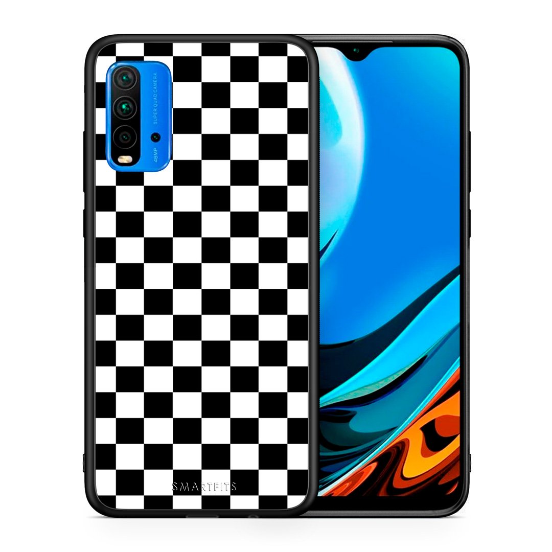 Θήκη Xiaomi Redmi 9T Squares Geometric από τη Smartfits με σχέδιο στο πίσω μέρος και μαύρο περίβλημα | Xiaomi Redmi 9T Squares Geometric case with colorful back and black bezels