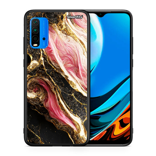 Θήκη Xiaomi Redmi 9T Glamorous Pink Marble από τη Smartfits με σχέδιο στο πίσω μέρος και μαύρο περίβλημα | Xiaomi Redmi 9T Glamorous Pink Marble case with colorful back and black bezels