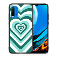 Thumbnail for Θήκη Xiaomi Poco M3 Green Hearts από τη Smartfits με σχέδιο στο πίσω μέρος και μαύρο περίβλημα | Xiaomi Poco M3 Green Hearts case with colorful back and black bezels