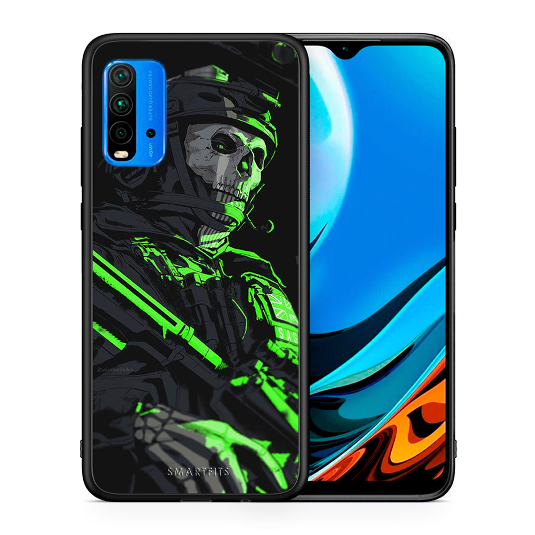 Θήκη Αγίου Βαλεντίνου Xiaomi Poco M3 Green Soldier από τη Smartfits με σχέδιο στο πίσω μέρος και μαύρο περίβλημα | Xiaomi Poco M3 Green Soldier case with colorful back and black bezels