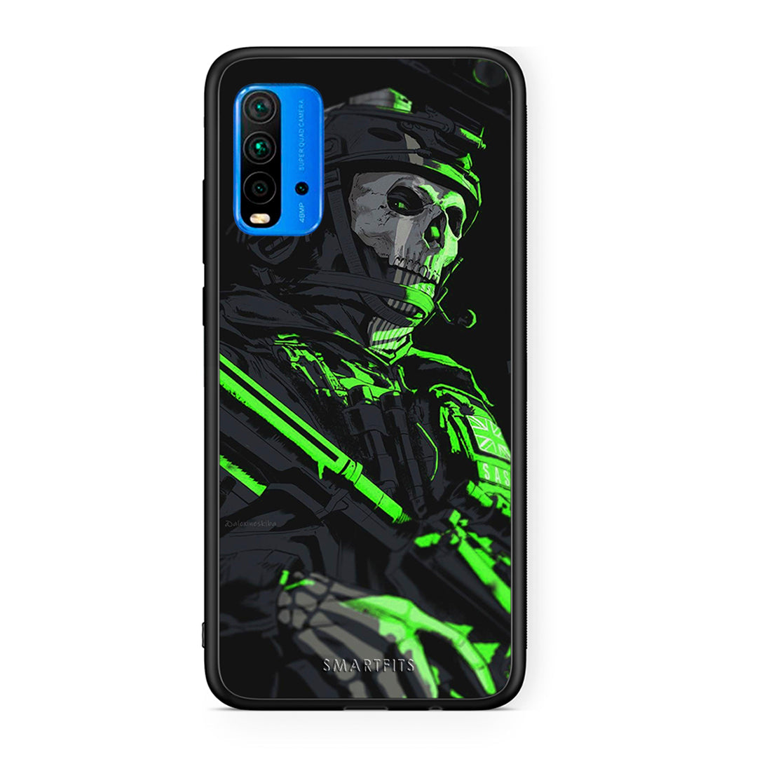 Xiaomi Redmi 9T Green Soldier Θήκη Αγίου Βαλεντίνου από τη Smartfits με σχέδιο στο πίσω μέρος και μαύρο περίβλημα | Smartphone case with colorful back and black bezels by Smartfits