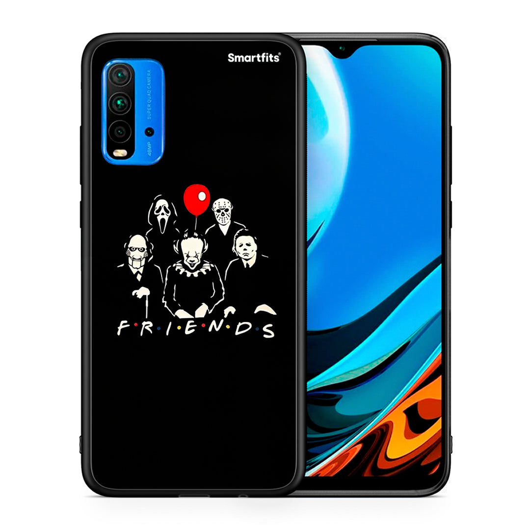 Θήκη Xiaomi Redmi 9T Halloween Friends από τη Smartfits με σχέδιο στο πίσω μέρος και μαύρο περίβλημα | Xiaomi Redmi 9T Halloween Friends case with colorful back and black bezels