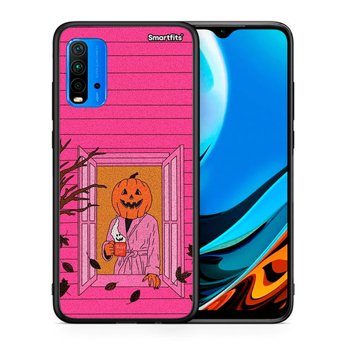 Θήκη Xiaomi Redmi 9T Halloween Pumpkin Lady από τη Smartfits με σχέδιο στο πίσω μέρος και μαύρο περίβλημα | Xiaomi Redmi 9T Halloween Pumpkin Lady case with colorful back and black bezels